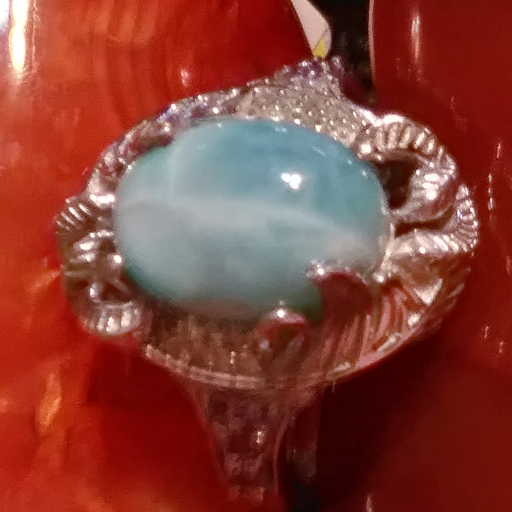 -*Sterling* Snake/Larimar,Tanzanite & Zircon S.S. Size 9 (R-88f05555)